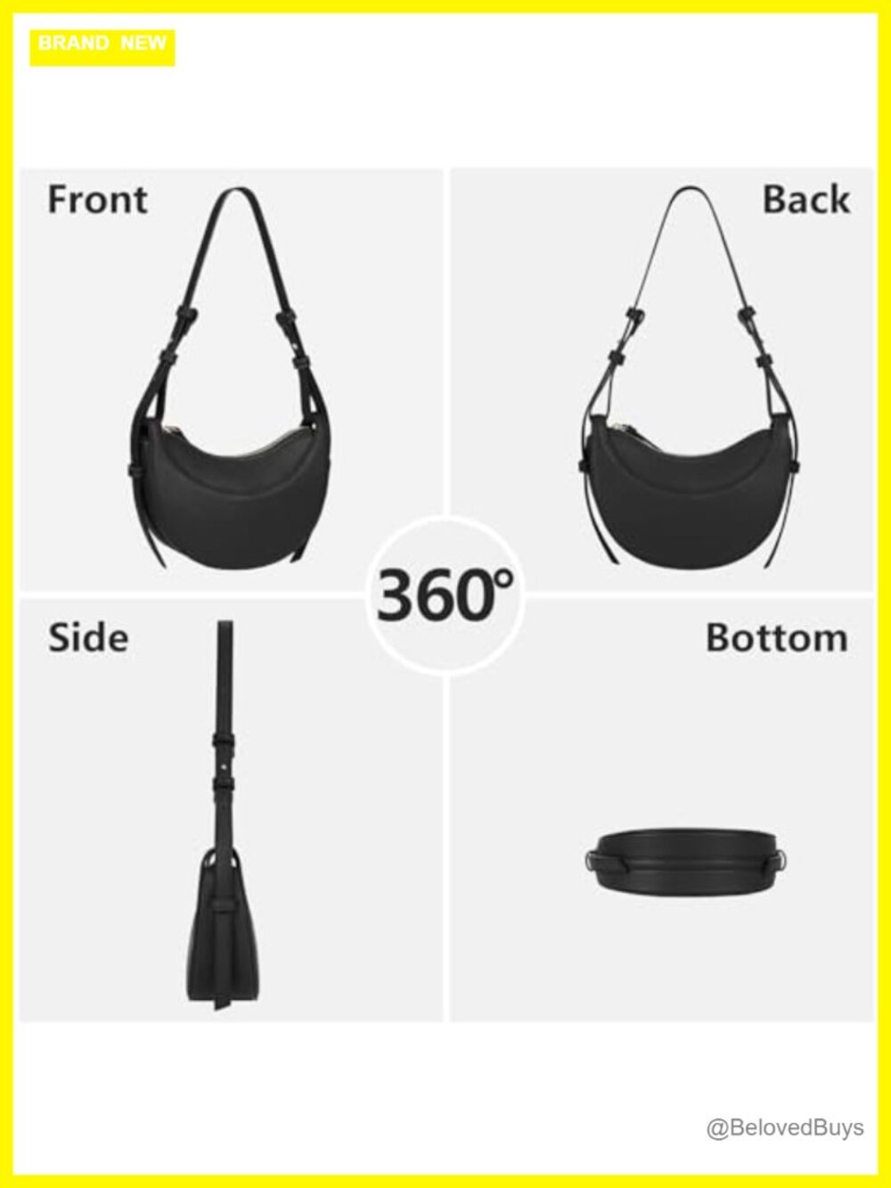 Faux Leather Saddle Bag Women Shoulder Crossbody Purse Crescent Hobo - Picture 5 of 6